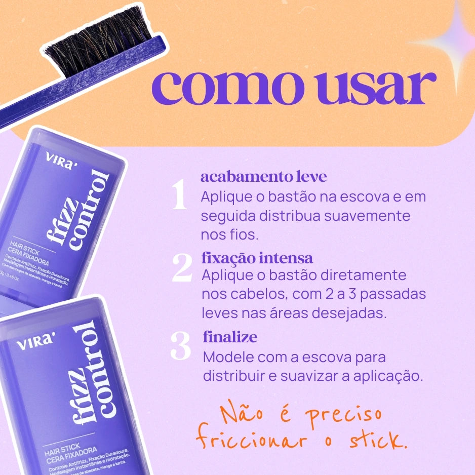 KIT FRIZZ CONTROL: cera antifrizz + escova finalizadora