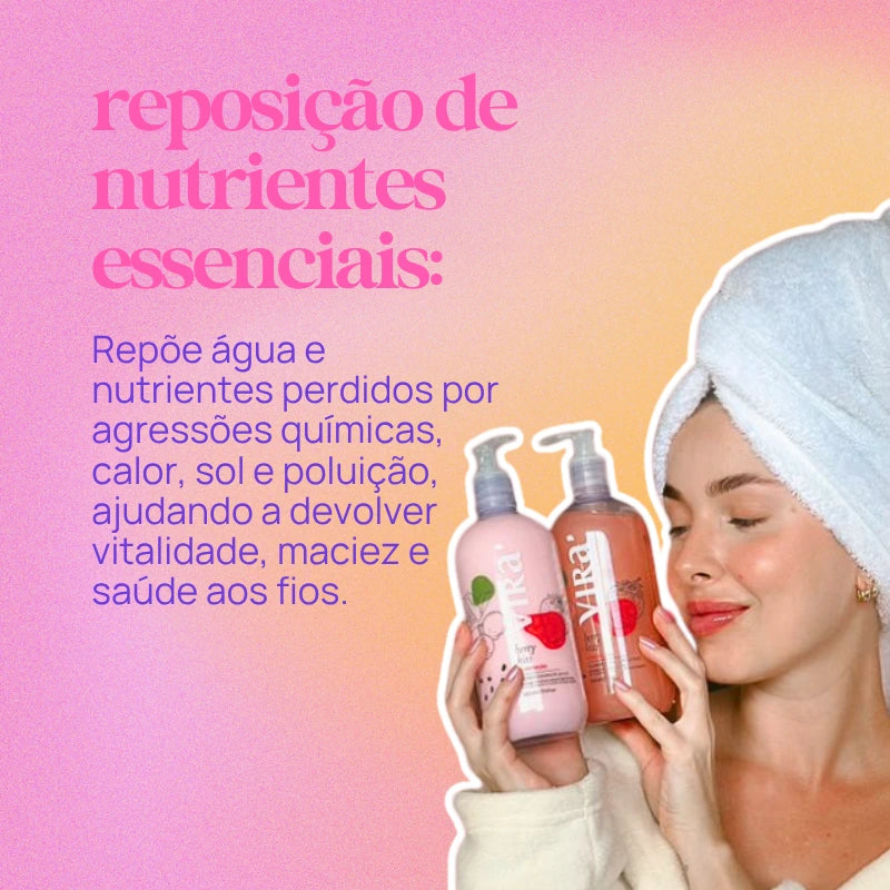 TRIO BERRY KISS: shampoo + máscara condicionante hidratação 300ml (shampoo extra)