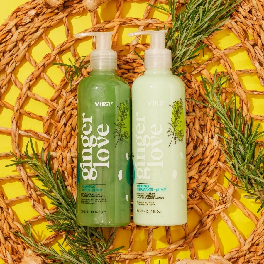 KIT GINGER LOVE: shampoo + máscara condicionante detox hidratante 300ml
