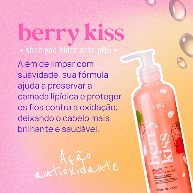 KIT BERRY KISS: shampoo + máscara condicionante hidratação 300ml