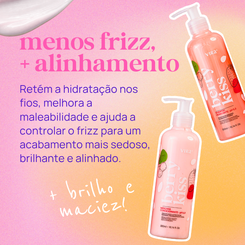 KIT BERRY KISS: shampoo + máscara condicionante hidratação 300ml