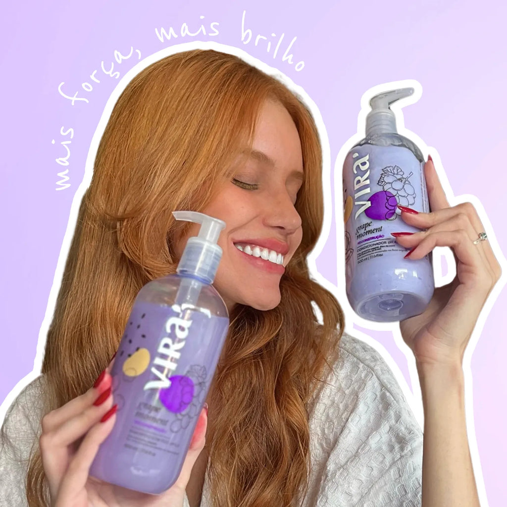 TRIO GRAPE MOMENT: shampoo + máscara condicionante reconstrução 300ml (shampoo extra)