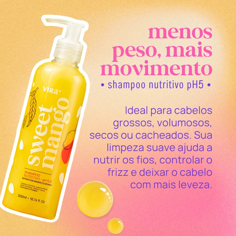 KIT SWEET MANGO: shampoo + máscara condicionante nutrição 300ml