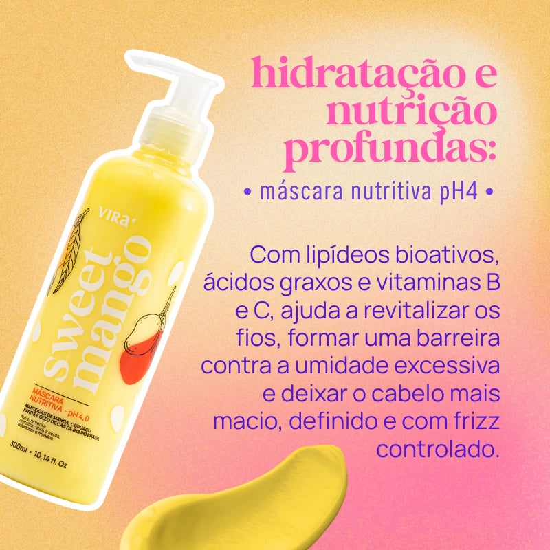 KIT SWEET MANGO: shampoo + máscara condicionante nutrição 300ml