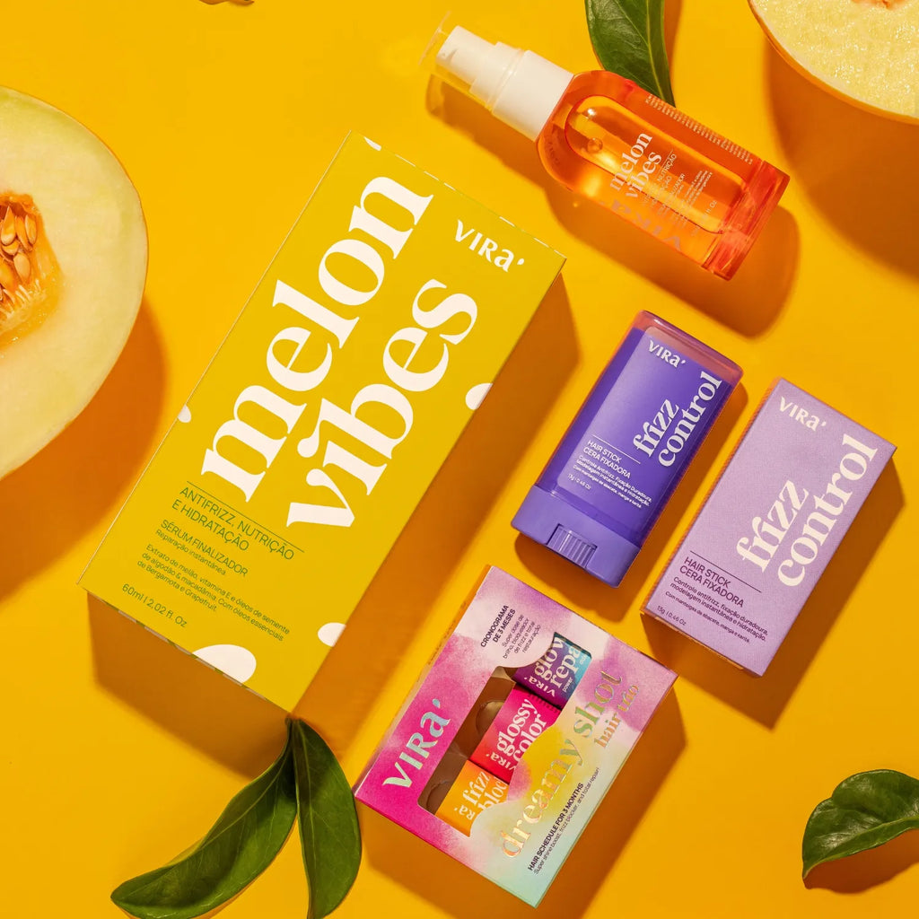 TRIO S.O.S. BRILHO ALINHADO: sérum finalizador + cera antifrizz + trio de ampolas