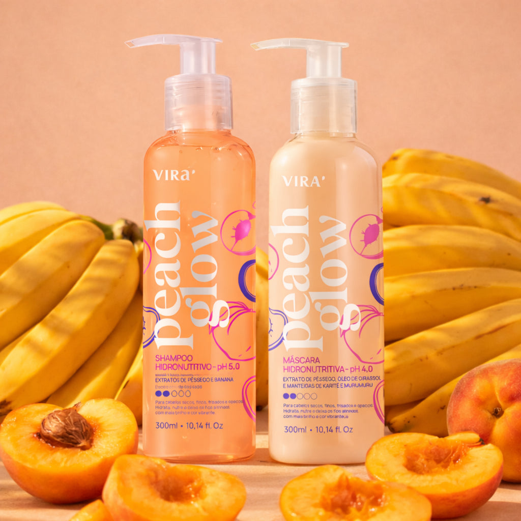 KIT PEACH GLOW: shampoo + máscara condicionante hidronutrição 300ml
