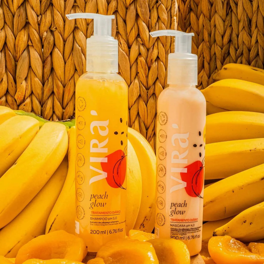 KIT PEACH GLOW: shampoo + máscara condicionante hidronutrição 200ml