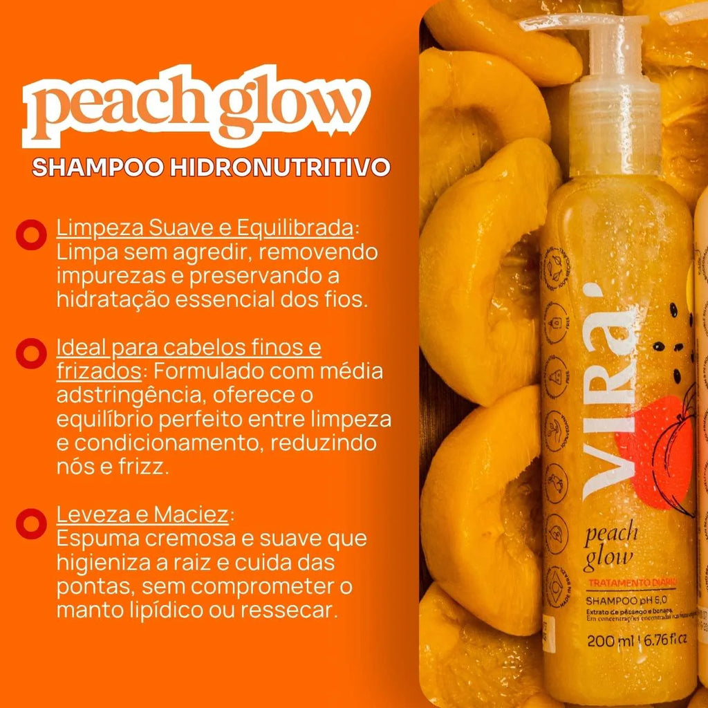 CRONOGRAMA GLOW HIDRONUTRITIVO: shampoo + máscara condicionante + leave-in termoprotetor + tônico