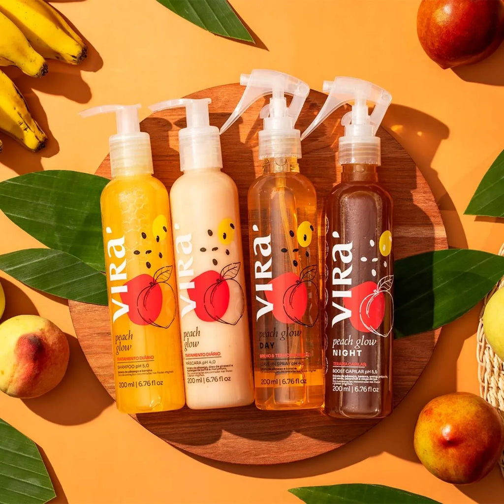 CRONOGRAMA GLOW HIDRONUTRITIVO: shampoo + máscara condicionante + leave-in termoprotetor + tônico