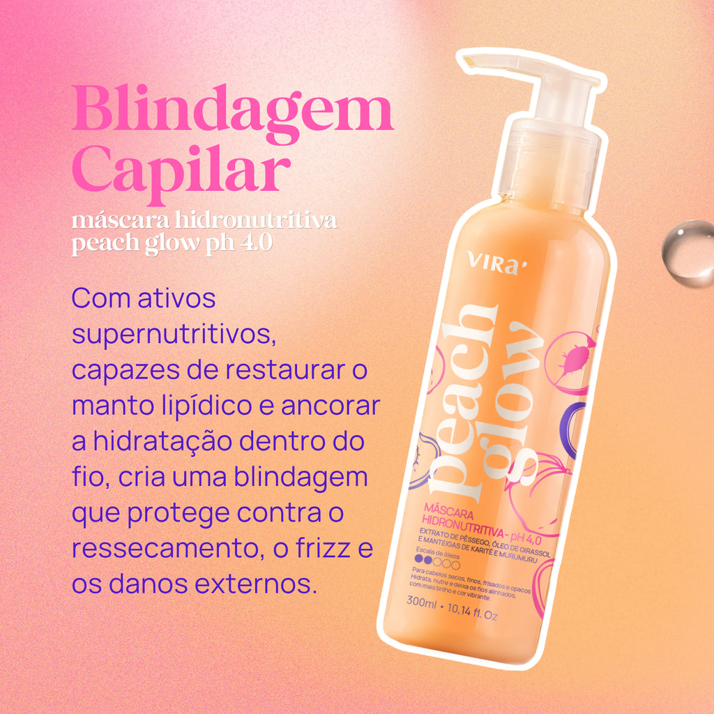 TRIO GLOW SEM FRIZZ: shampoo + máscara hidronutrição 300ml + leave-in termoprotetor 200ml
