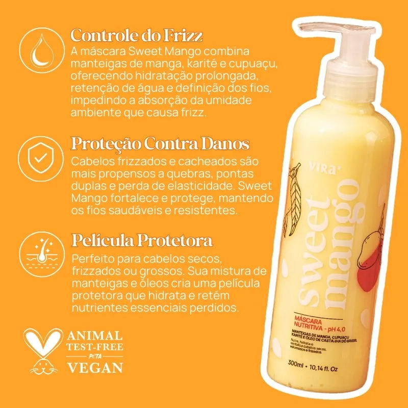 KIT SWEET MANGO: shampoo + máscara condicionante nutrição 300ml