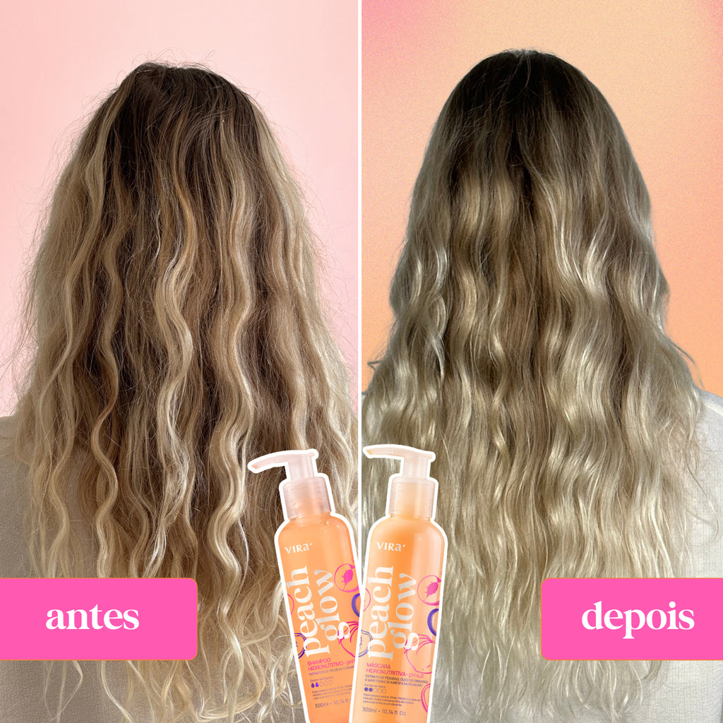 KIT PEACH GLOW: shampoo + máscara condicionante hidronutrição 300ml