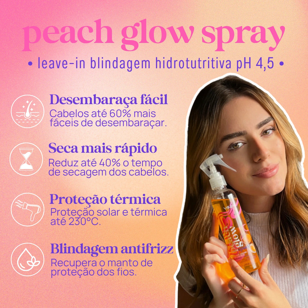 TRIO GLOW SEM FRIZZ: shampoo + máscara hidronutrição 300ml + leave-in termoprotetor 200ml