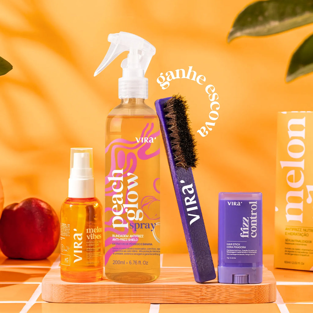 TRIO PRÉ-TREINO: sérum finalizador + cera antifrizz + leave-in termoprotetor (+ ganhe escova finalizadora)