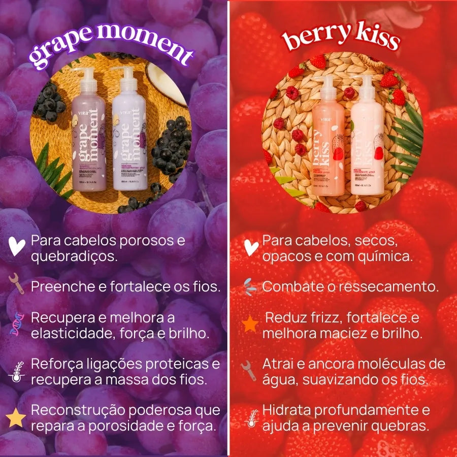 CRONOGRAMA DENSIDADE: hidratação + reconstrução + leave-in termoprotetor + trio de ampolas