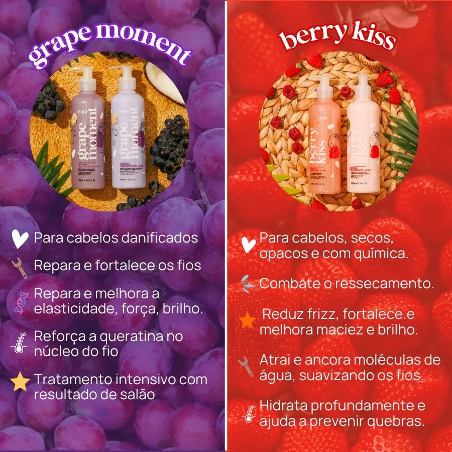 CRONOGRAMA FORTIFICANTE: hidratação + reconstrução + leave-in termoprotetor + sérum