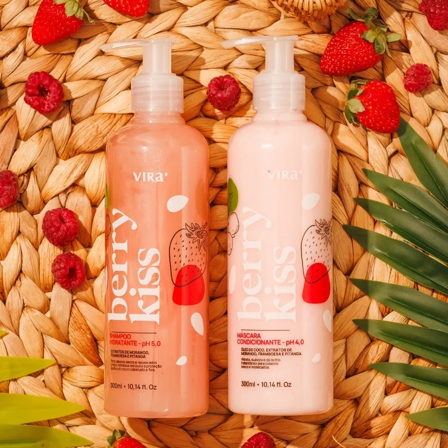 KIT BERRY KISS: shampoo + máscara condicionante hidratação 300ml