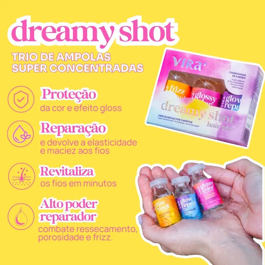 CRONOGRAMA DENSIDADE: hidratação + reconstrução + leave-in termoprotetor + trio de ampolas