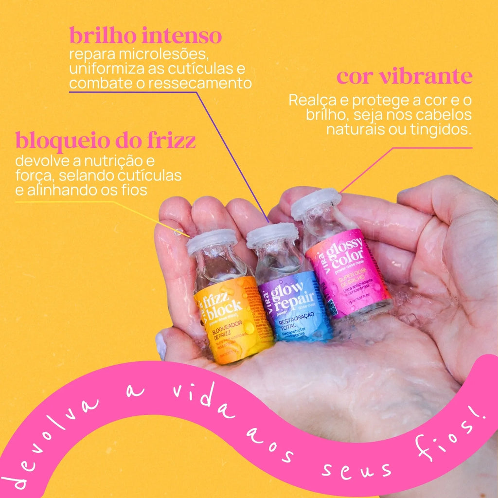 KIT ADEUS FRIZZ: cera antifrizz + trio de ampolas