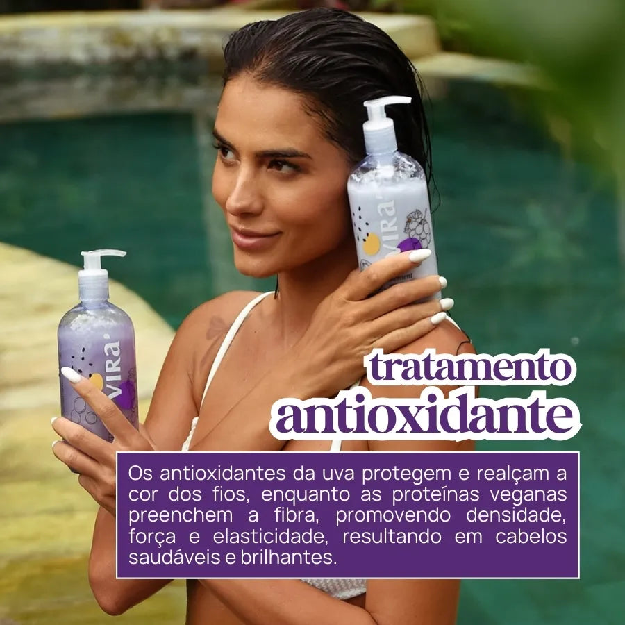 TRIO GLOW RECONSTRUTOR: shampoo + máscara reconstrução 300ml + leave-in termoprotetor 200ml