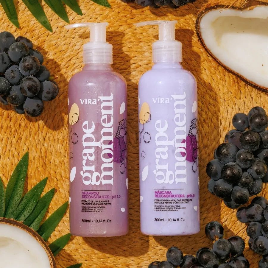 KIT GRAPE MOMENT: shampoo + máscara condicionante reconstrução 300ml