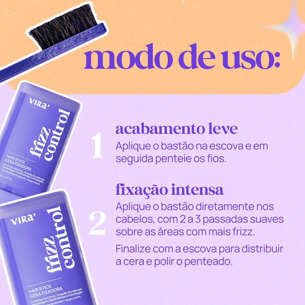 KIT FRIZZ CONTROL: cera antifrizz + escova finalizadora
