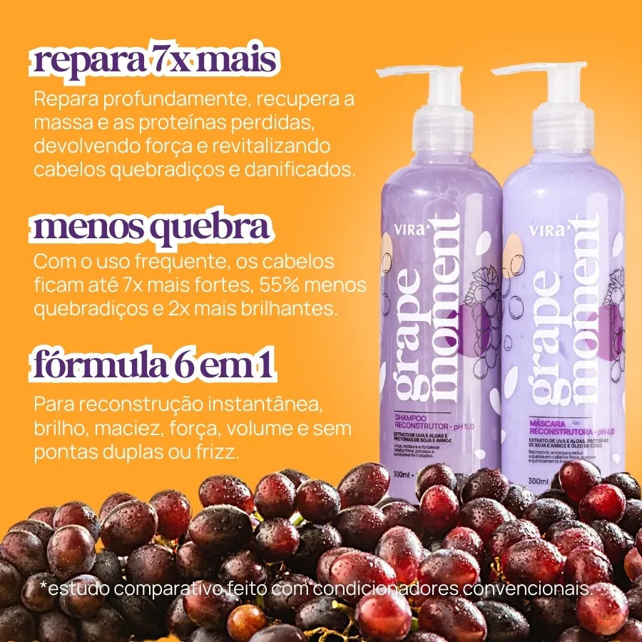 CRONOGRAMA VOLUME CONTROLADO: nutrição + reconstrução + leave-in termoprotetor + sérum