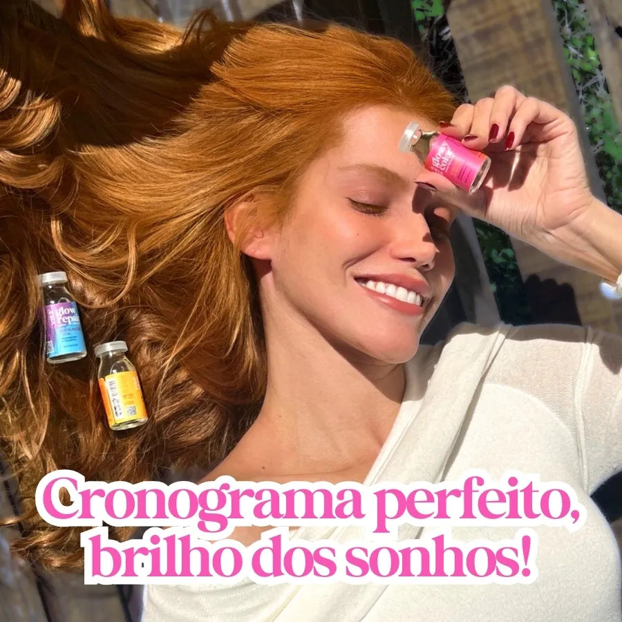 CRONOGRAMA DENSIDADE: hidratação + reconstrução + leave-in termoprotetor + trio de ampolas