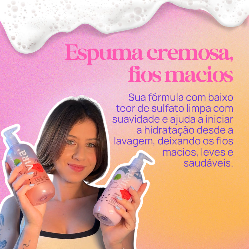 KIT BERRY KISS: shampoo + máscara condicionante hidratação 300ml