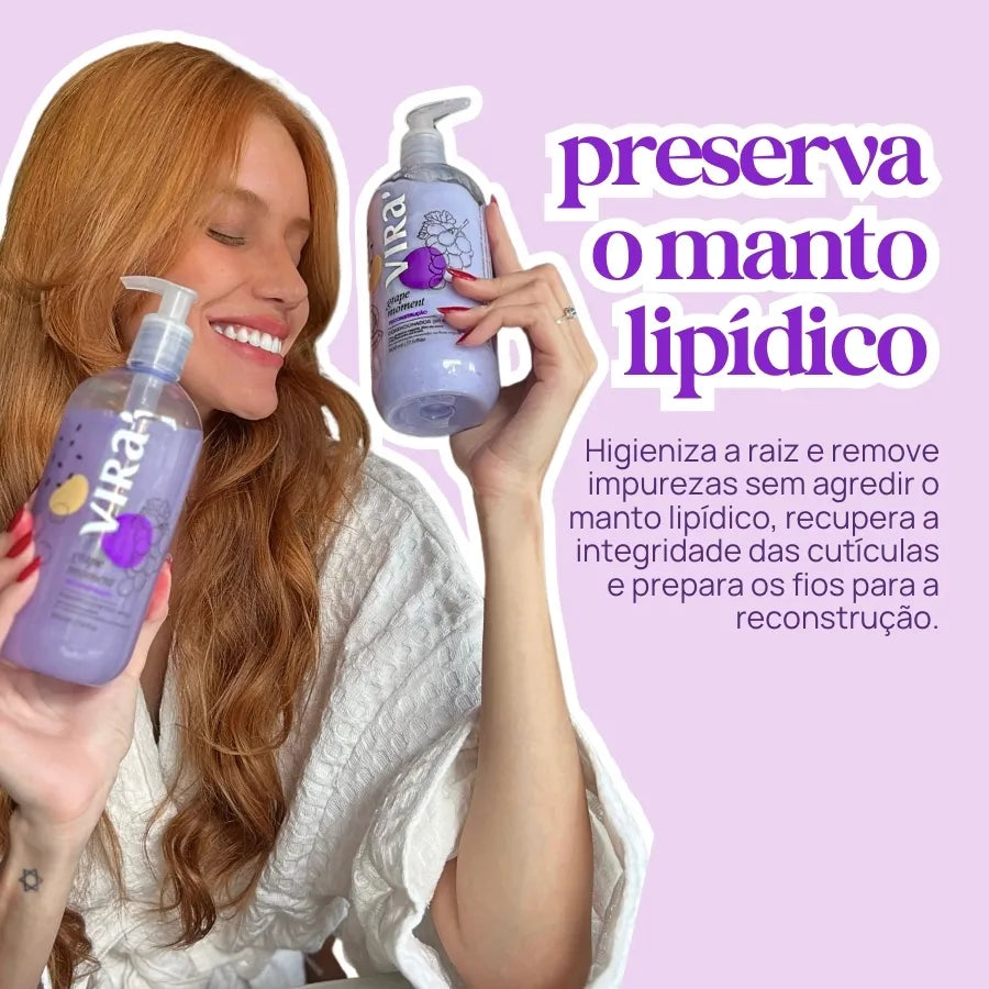 KIT GRAPE MOMENT: shampoo + máscara condicionante reconstrução 300ml