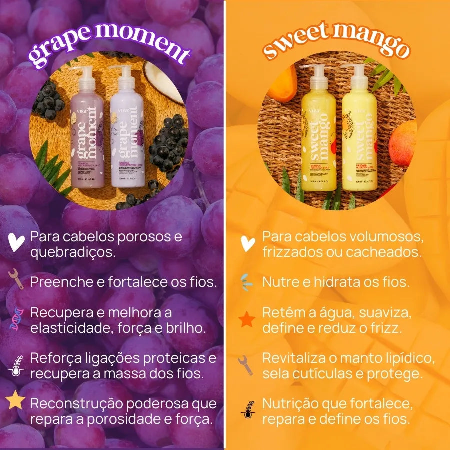 CRONOGRAMA VOLUME CONTROLADO: nutrição + reconstrução + leave-in termoprotetor + sérum