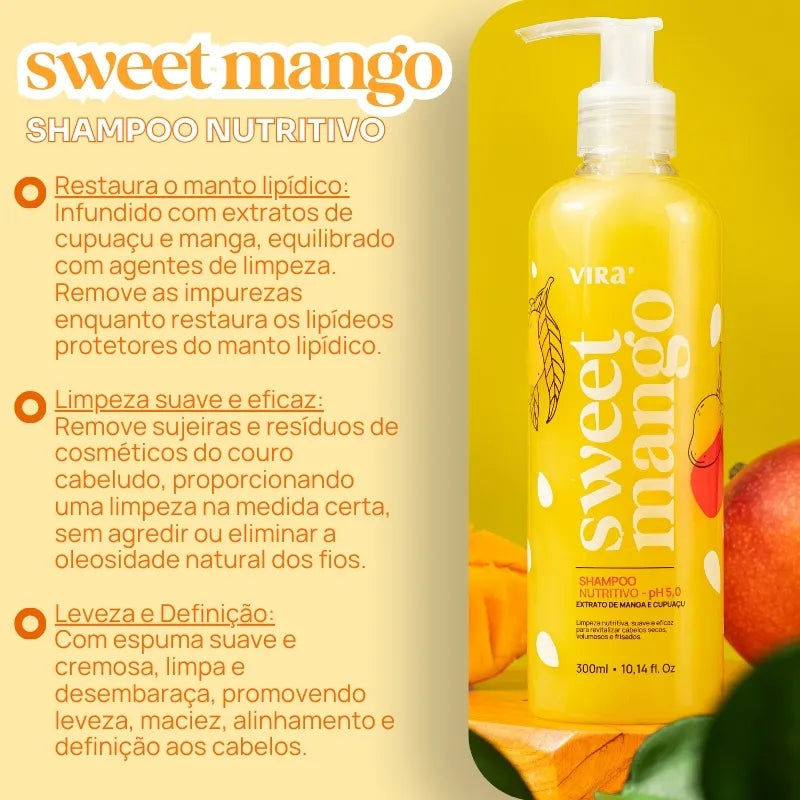 TRIO GLOW NUTRITIVO: shampoo + máscara nutrição 300ml + leave-in termoprotetor 200ml