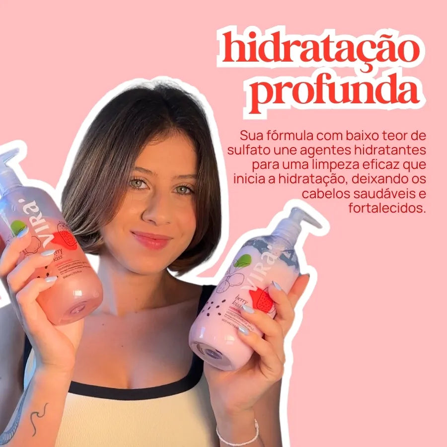 KIT BERRY KISS: shampoo + máscara condicionante hidratação 300ml