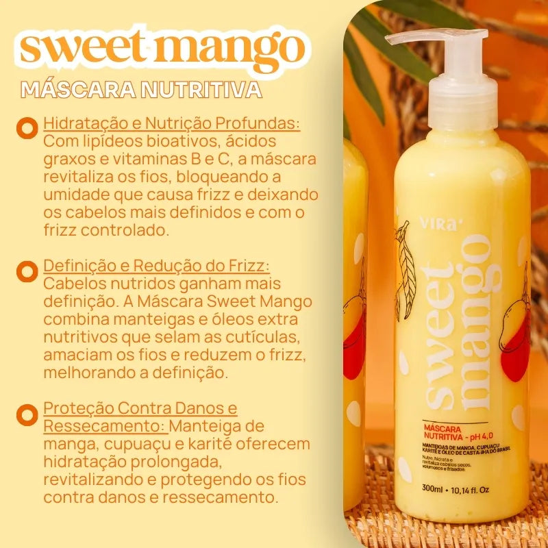 TRIO GLOW NUTRITIVO: shampoo + máscara nutrição 300ml + leave-in termoprotetor 200ml