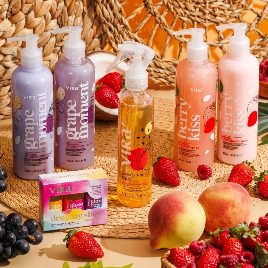 CRONOGRAMA DENSIDADE: hidratação + reconstrução + leave-in termoprotetor + trio de ampolas