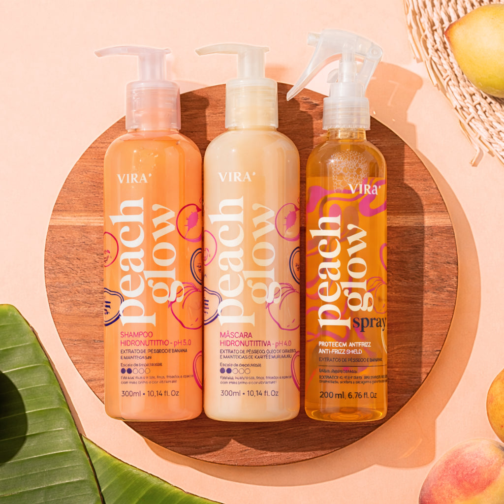 TRIO GLOW SEM FRIZZ: shampoo + máscara hidronutrição 300ml + leave-in termoprotetor 200ml