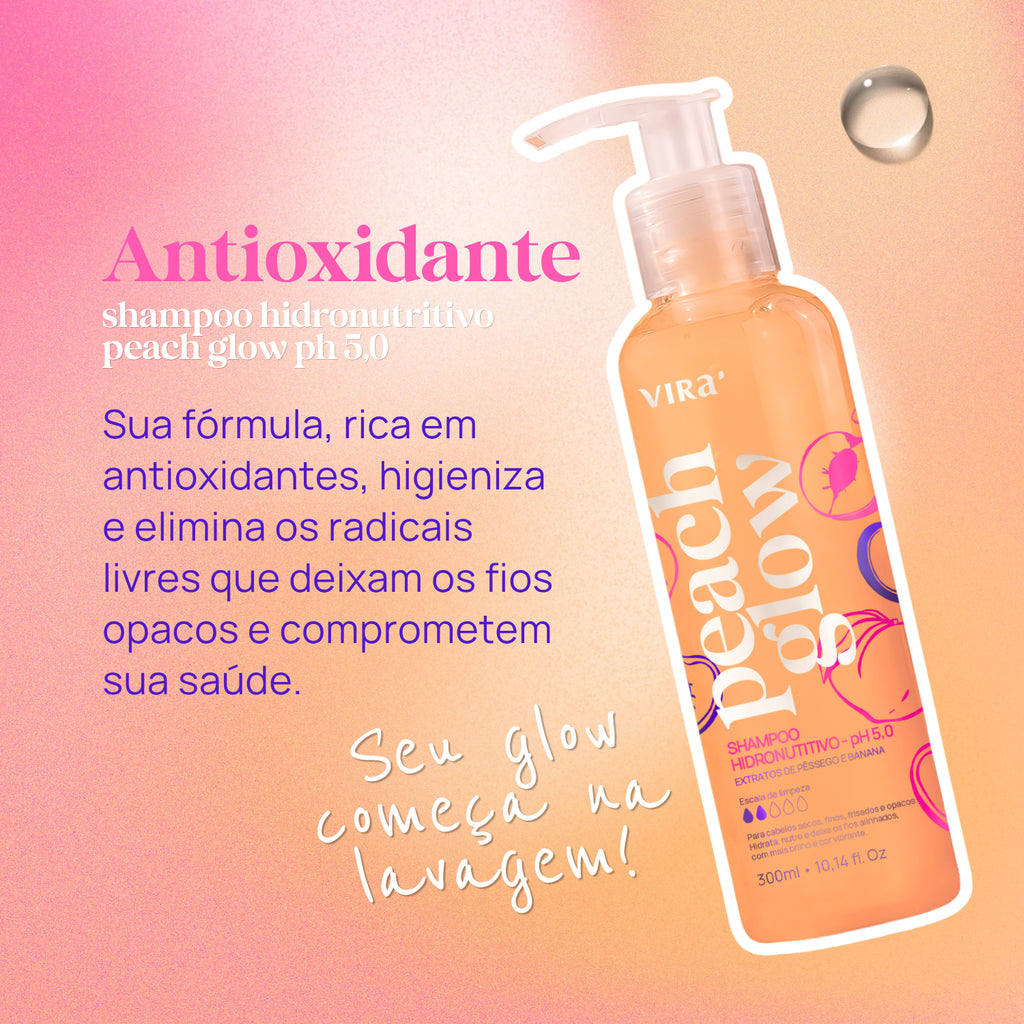 TRIO GLOW SEM FRIZZ: shampoo + máscara hidronutrição 300ml + leave-in termoprotetor 200ml