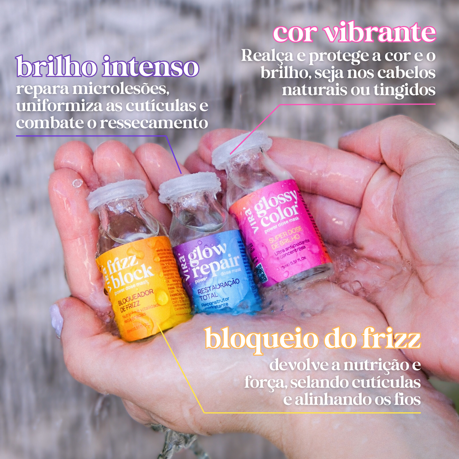 KIT S.O.S. BRILHO & REPARAÇÃO: sérum finalizador + trio de ampolas