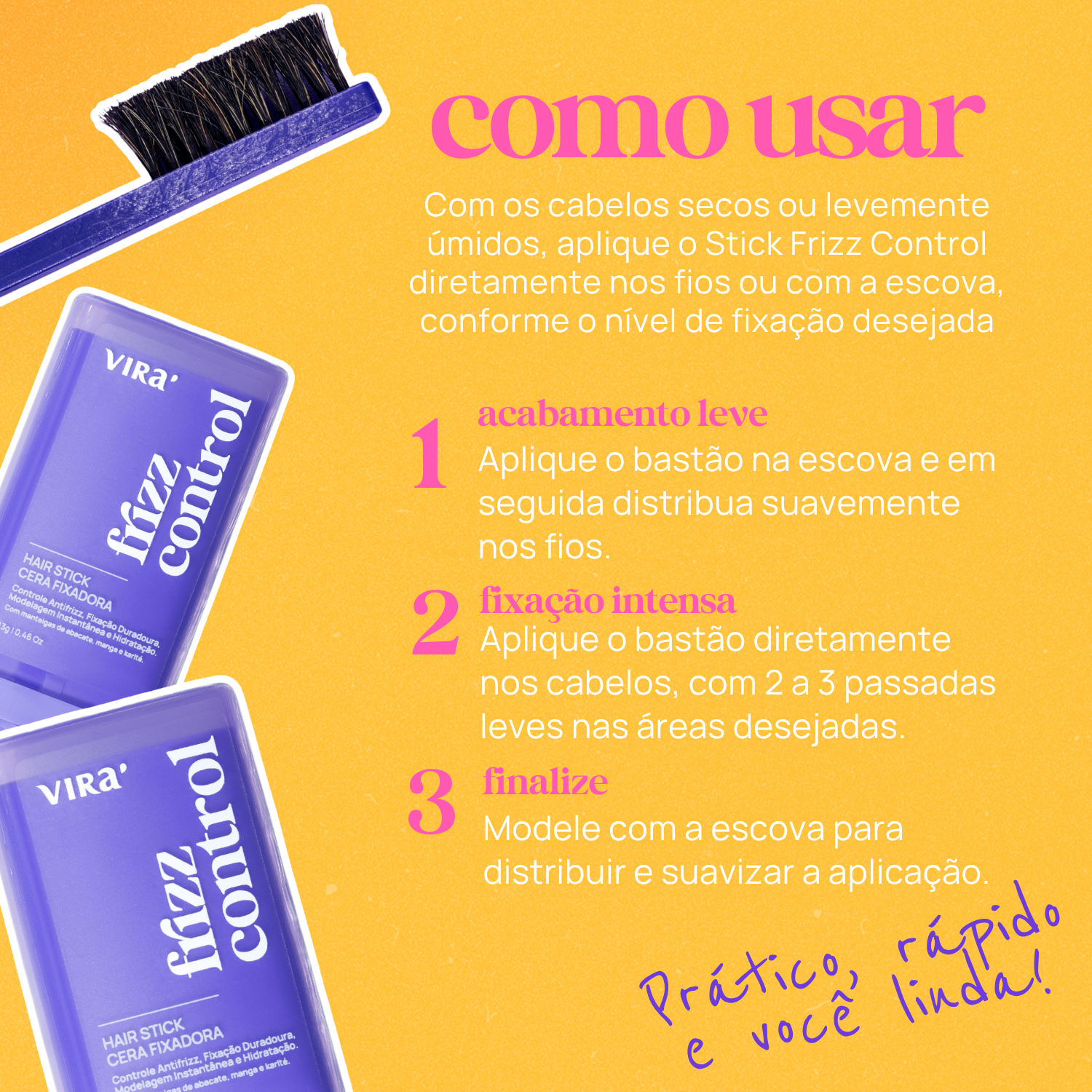 KIT FRIZZ CONTROL: cera antifrizz + escova finalizadora