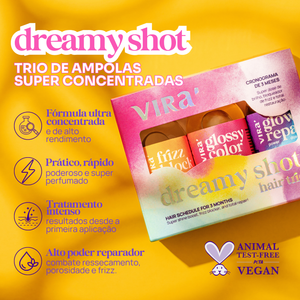 TRIO S.O.S. BRILHO ALINHADO: sérum finalizador + cera antifrizz + trio de ampolas
