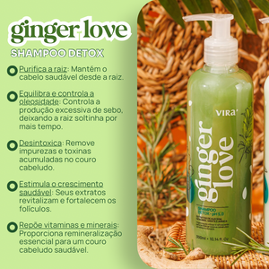 TRIO GINGER LOVE: shampoo + máscara condicionante detox hidratante 300ml (+ 50%off no 2º shampoo)