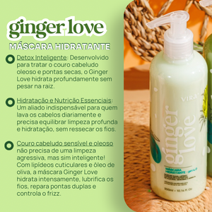 TRIO GINGER LOVE: shampoo + máscara condicionante detox hidratante 300ml (+ 50%off no 2º shampoo)