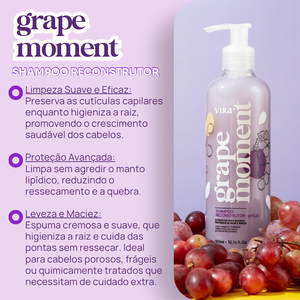 TRIO GRAPE MOMENT: shampoo + máscara condicionante reconstrução 300ml (+ 50%off no 2º shampoo)