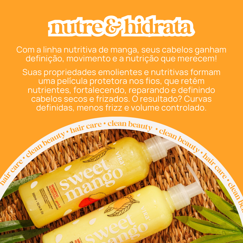 TRIO SWEET MANGO: shampoo + máscara condicionante nutrição 300ml (+ 50%off no 2º shampoo)