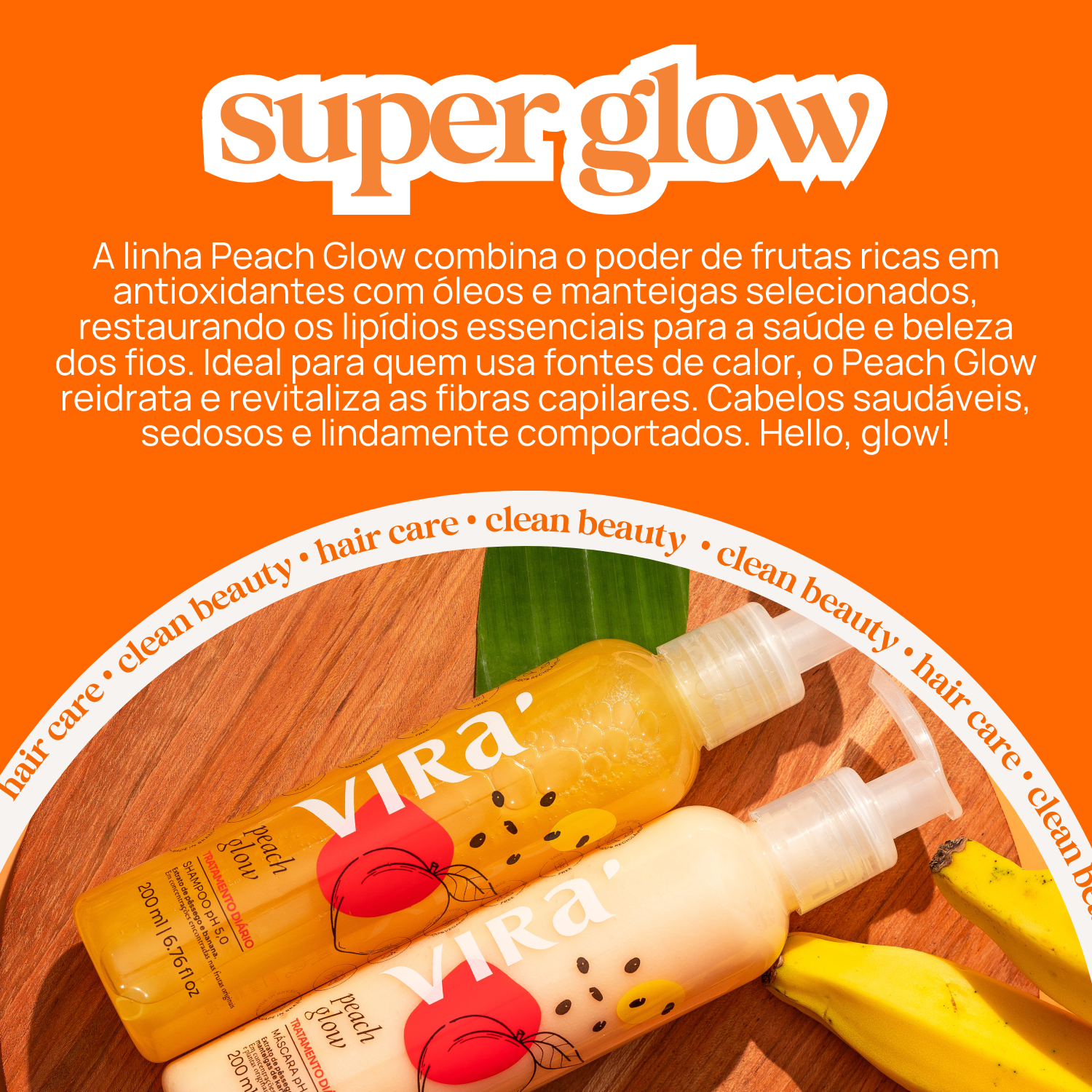 KIT PEACH GLOW: shampoo + máscara condicionante hidronutrição 200ml