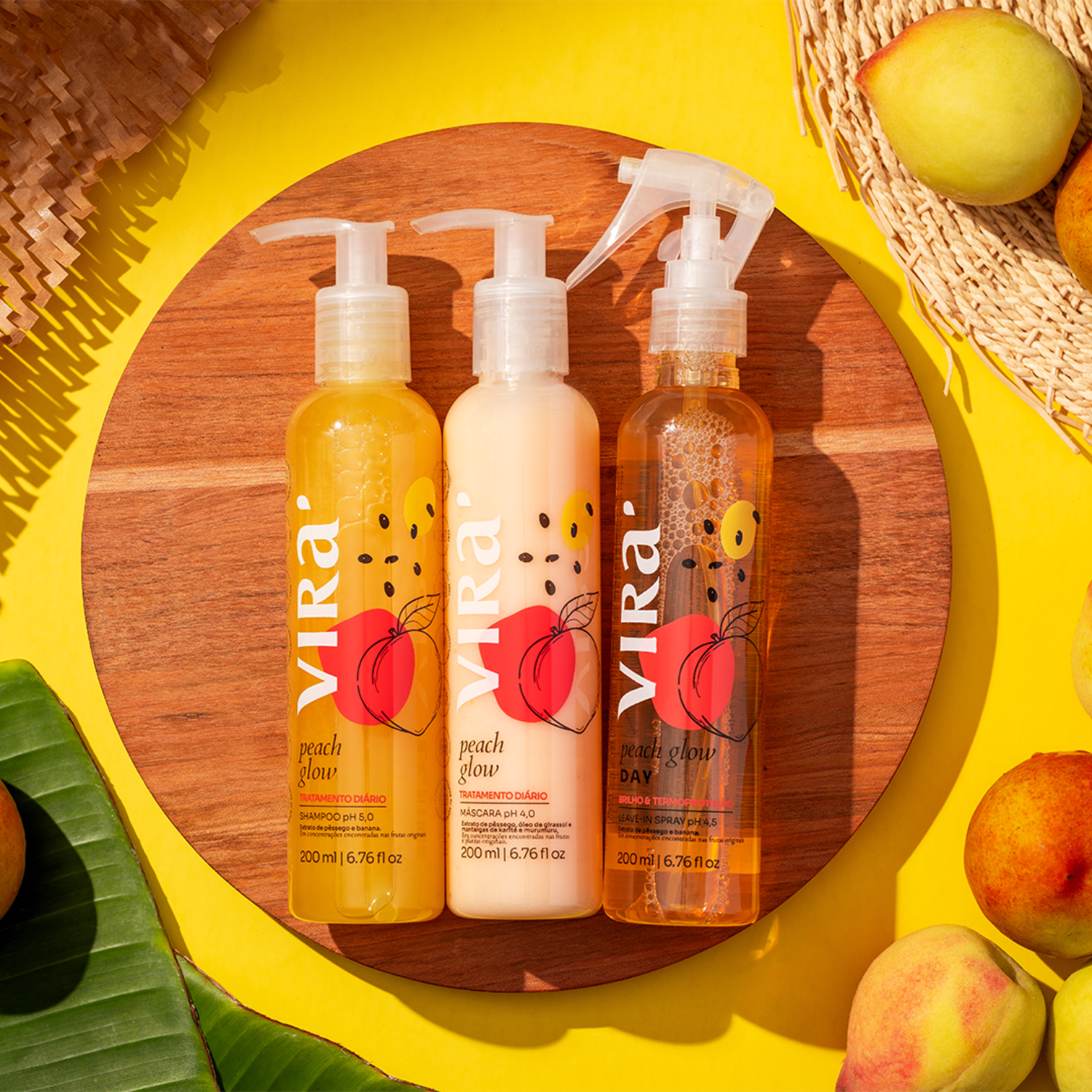 TRIO GLOW SEM FRIZZ: shampoo + máscara hidronutrição 300ml + leave-in termoprotetor 200ml