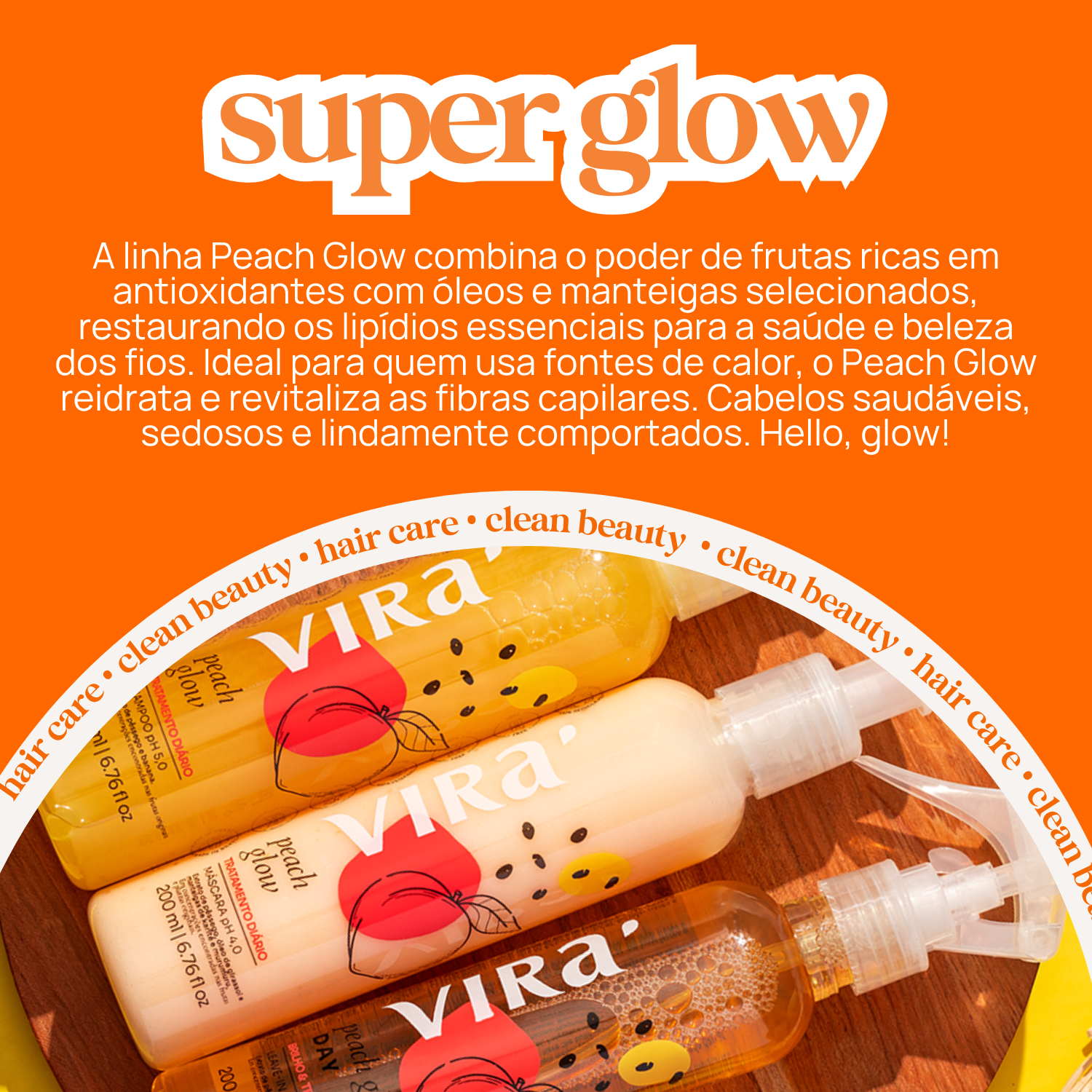 TRIO GLOW SEM FRIZZ: shampoo + máscara hidronutrição 300ml + leave-in termoprotetor 200ml