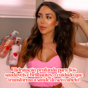 TRIO GLOW HIDRATANTE: shampoo + máscara hidratação 300ml + leave-in termoprotetor 200ml