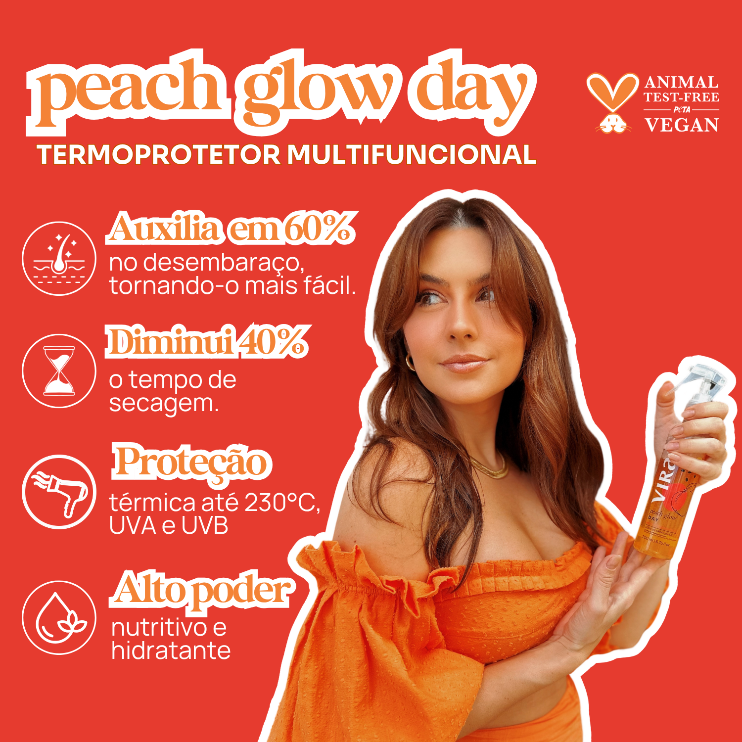 TRIO GLOW HIDRATANTE: shampoo + máscara hidratação 300ml + leave-in termoprotetor 200ml