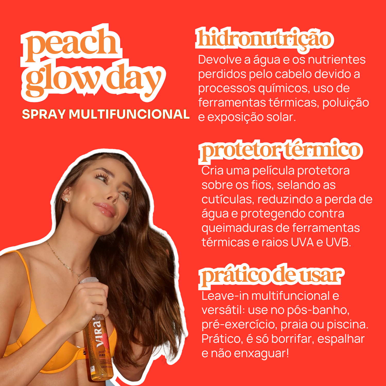 TRIO GLOW HIDRATANTE: shampoo + máscara hidratação 300ml + leave-in termoprotetor 200ml
